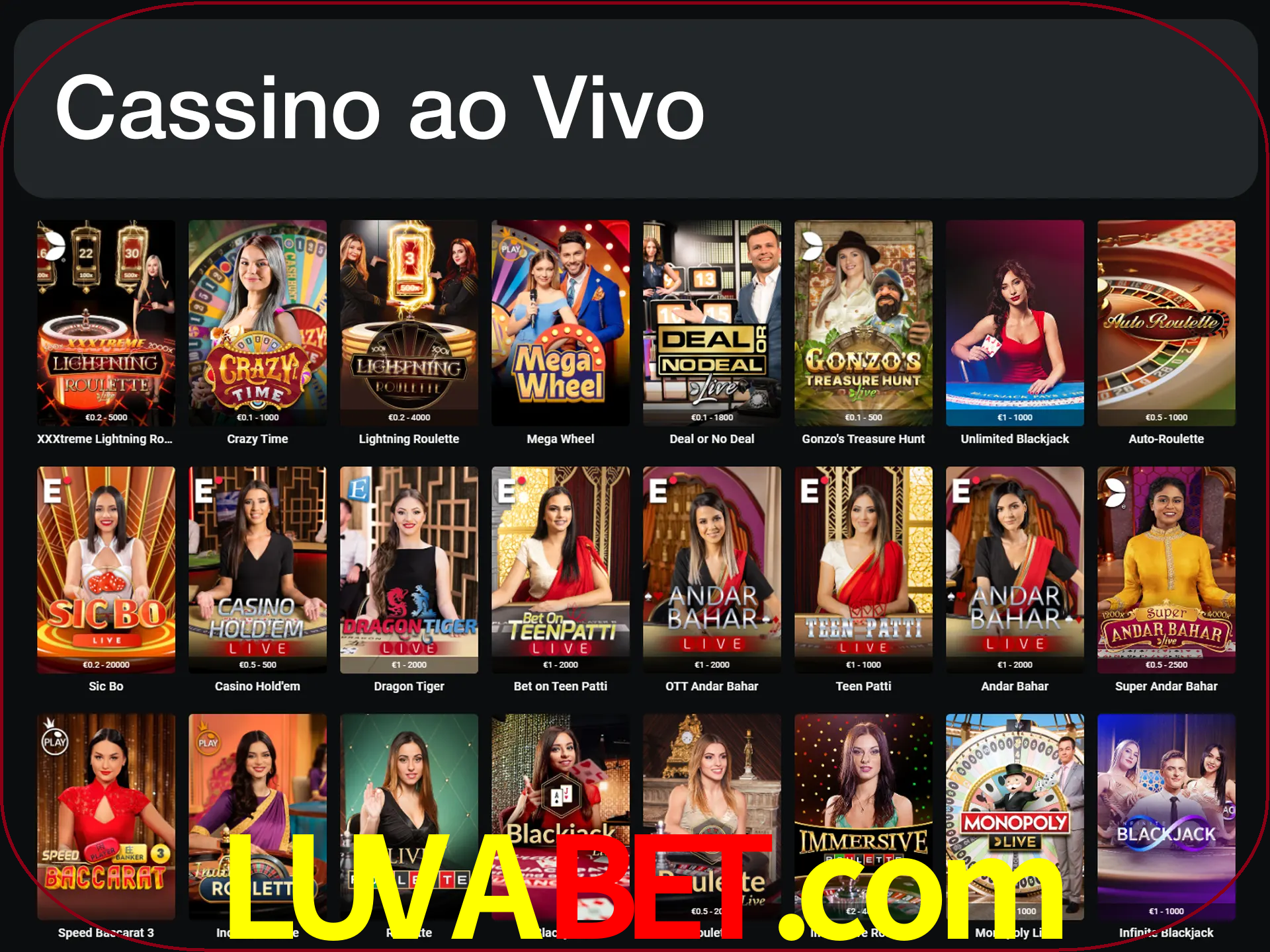 Jogue jogos de cassino com um verdadeiro dealer.