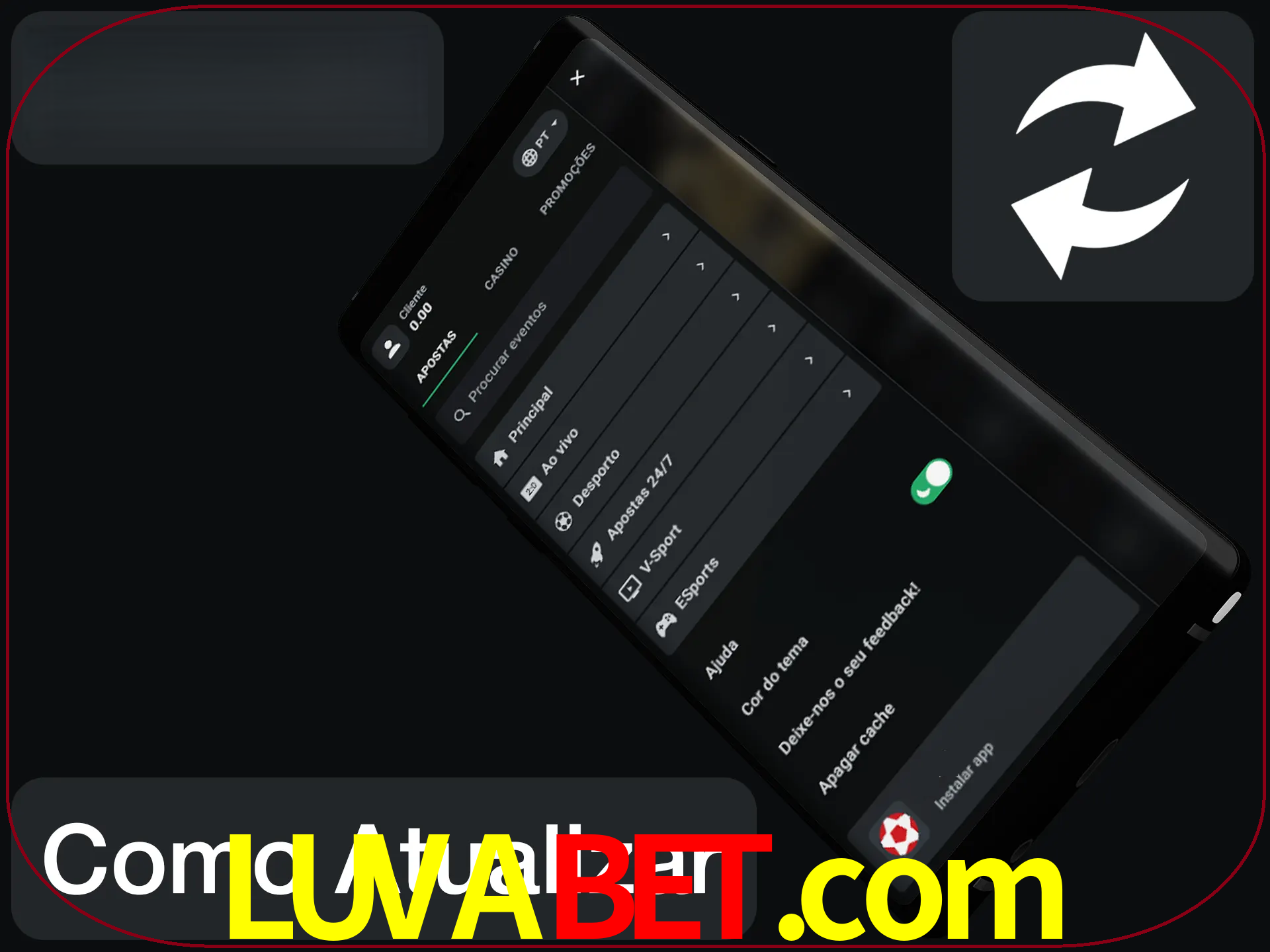 O aplicativo é atualizado automaticamente quando você faz o login.
