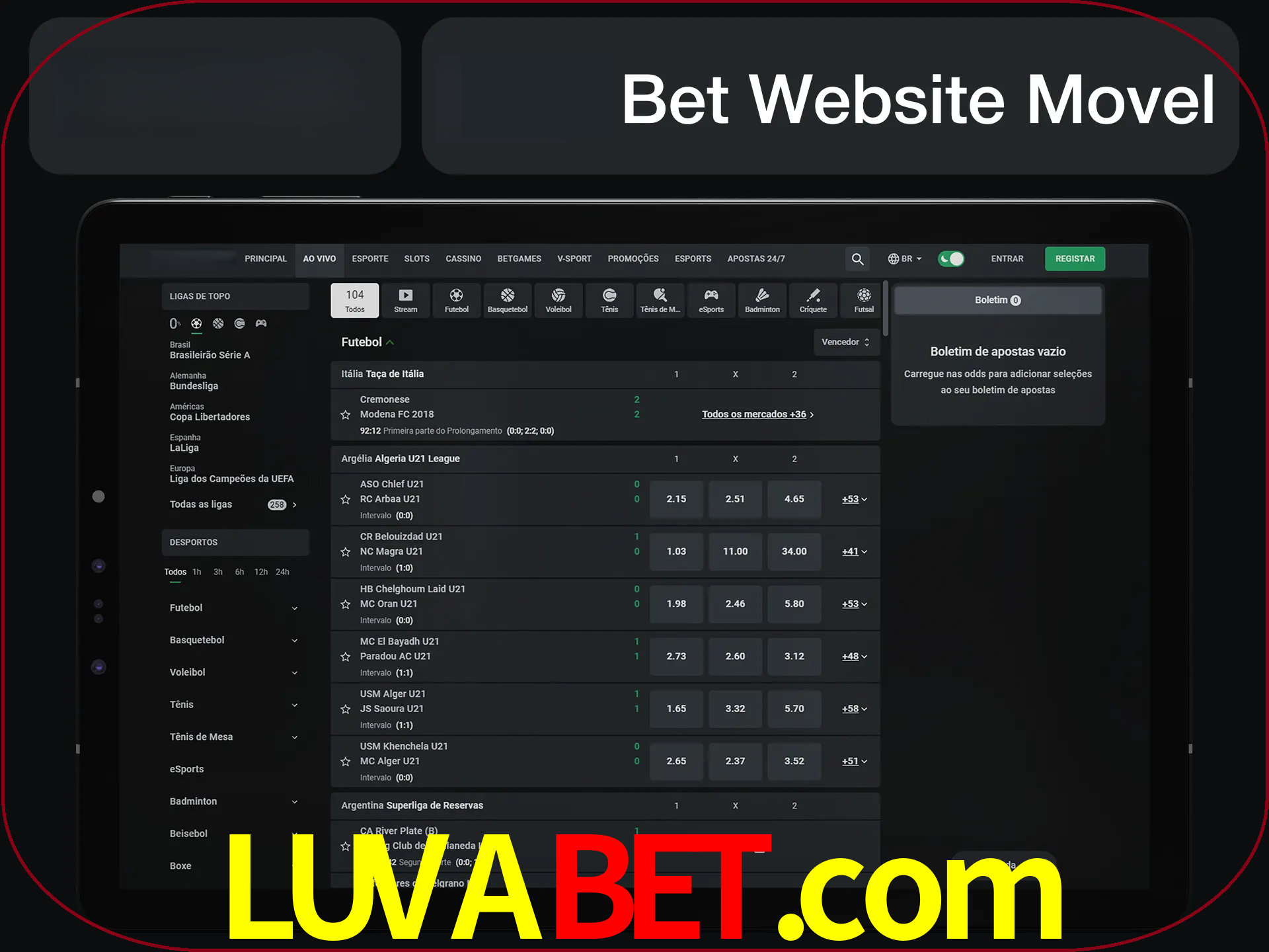 Use nosso website em qualquer dispositivo.